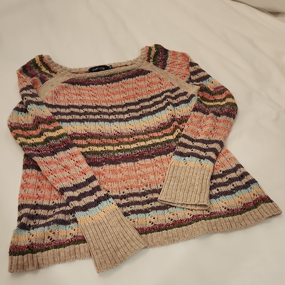 fab'rik Colorful Striped Knit Sweater